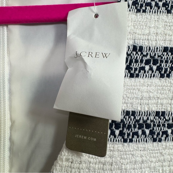 J.Crew Tweed Striped Sleeveless Shift Dress 14 Tall White Navy Textured Preppy - Picture 6 of 16